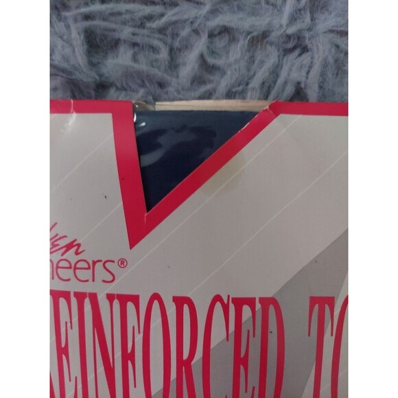Vintage Liz Thomas Silken Sheers Reinforced Top Pantyhose Avg/Tall Navy Sandal - Picture 4 of 7